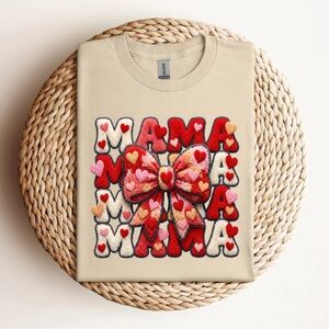 Valentines Mama Faux Yarn T-Shirt
